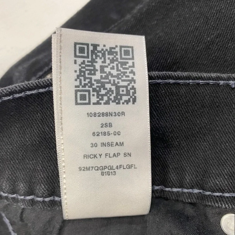 True Religion Ricky Relaxed Straight Black Jeans Mens 36 Contrast Stitch Flap SN
